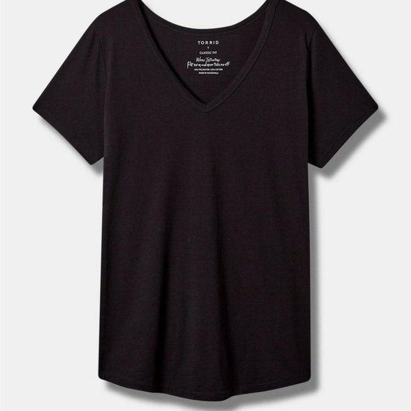 Torrid Black V-Neck Short Sleeve Tee - Picture 1 of 4